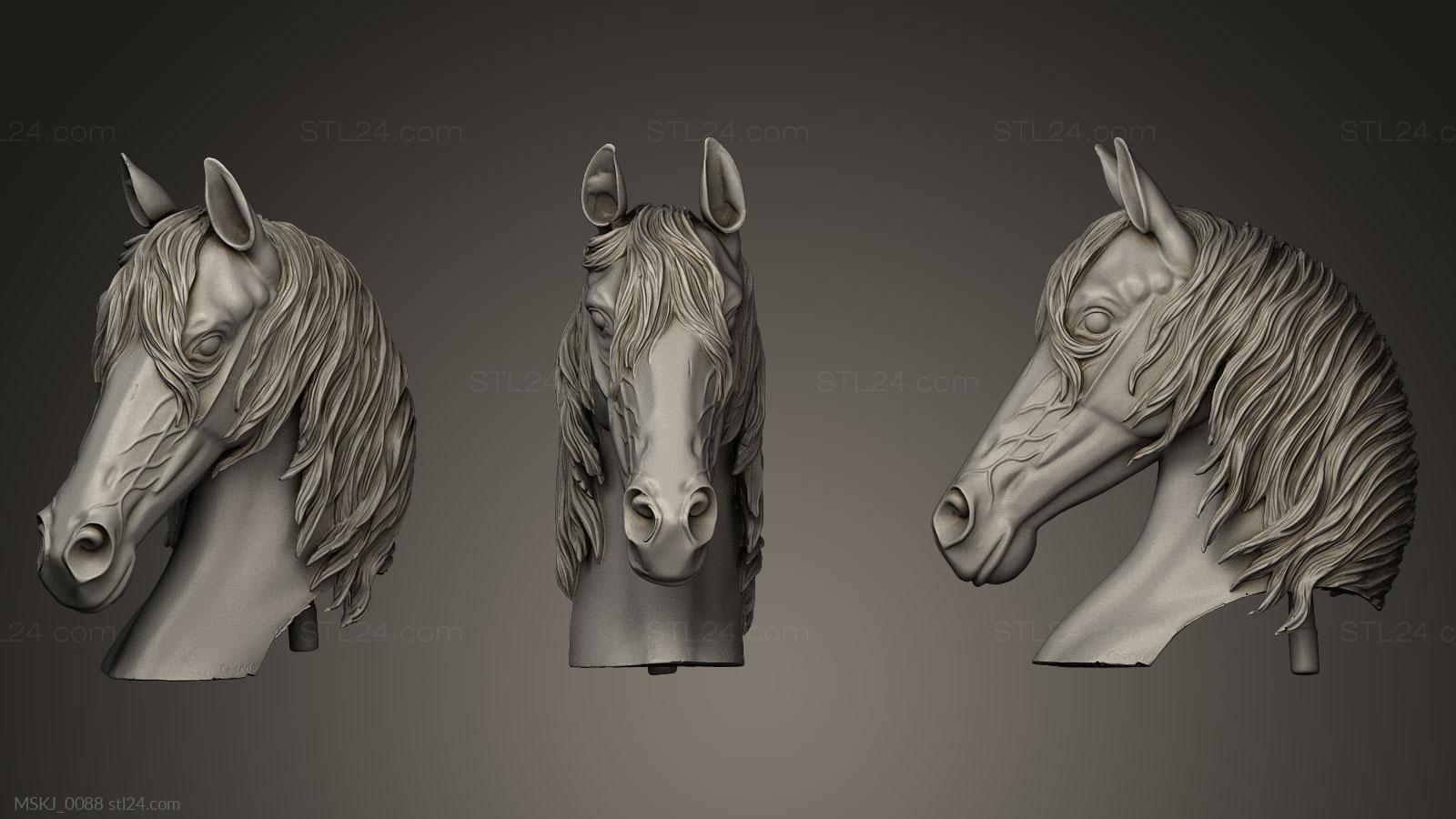 Маски и морды животных (Голова коня, MSKJ_0088) 3D модель для ЧПУ станка